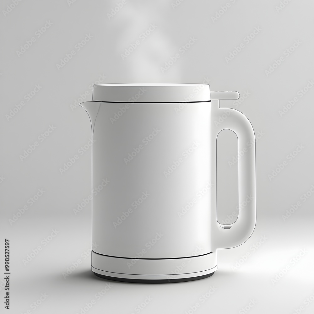 Sleek Modern Electric Kettle with Smooth Metallic Surfaces and Compact Elegant Design on Clean White Background Sleek Modern Electric Kettle with Smooth Metallic Surfaces and Compact Elegant Design on Clean White Background