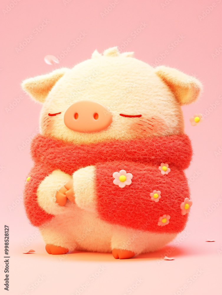 Zodiac plush style mascot Chinese pig
