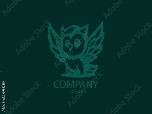 Vector Logo of a Cute Cartoon Owl, the Smart One Flying High, Illustration of an Owl Flying, an Excited Ghost in the Air