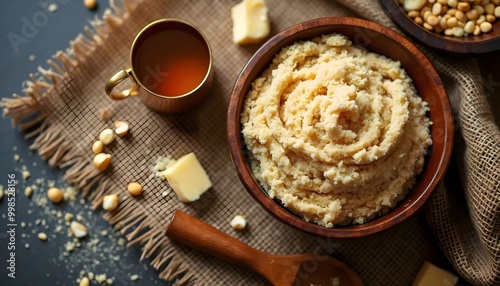 Tsampa Barley Flour Dough Served with Traditional Tibetan Butter Tea