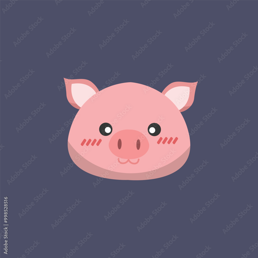 cut pig head in flat vector design. cut pig head in flat vector design.