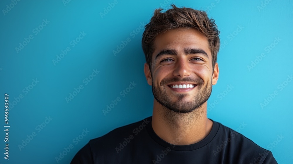 Portrait of a happy handsome man in a shirt with laughing Portrait of a happy handsome man in a shirt with laughing