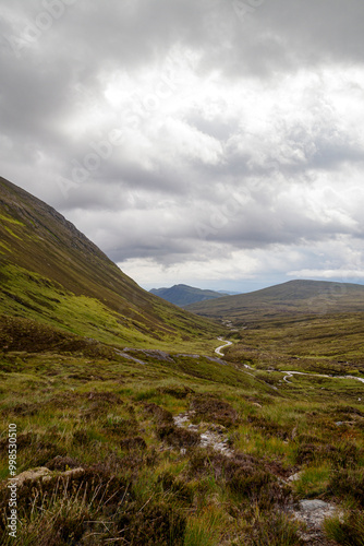 Hiking route across Carn Eighe, Glen Affric Scottish highlands