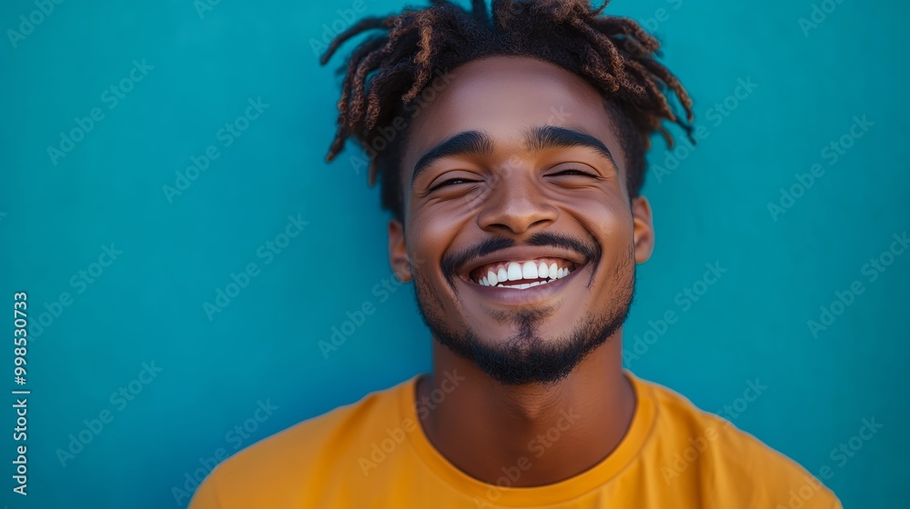 Portrait of a happy handsome man in a shirt with laughing Portrait of a happy handsome man in a shirt with laughing
