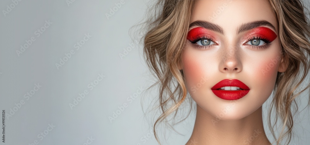 Artistic Portrait of Woman with Bold Red Lips Artistic Portrait of Woman with Bold Red Lips