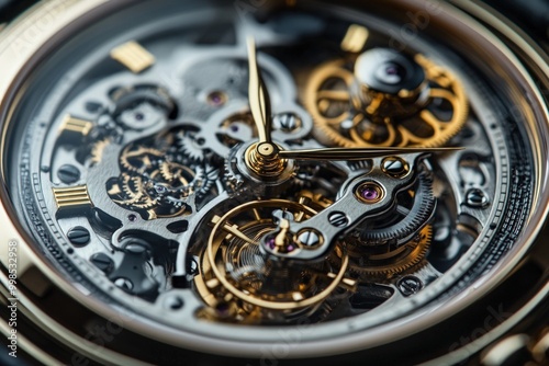 Close-up view of a complex and intricate mechanical watch mechanism.