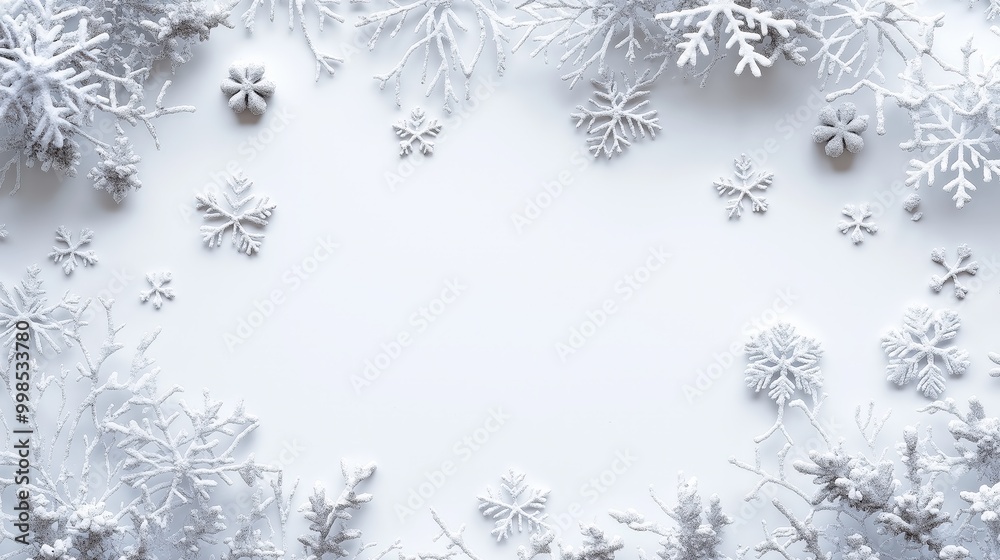 Beautiful White Snowflakes on Minimalist Background Beautiful White Snowflakes on Minimalist Background