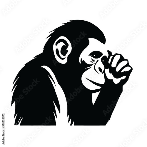 Chimpanzee Silhouette Vector – Ideal for Wildlife-Themed Branding photo