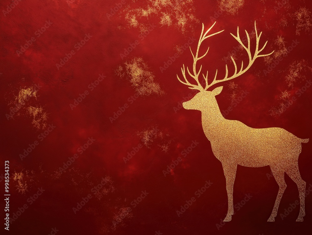 Decorative Holiday Deer Sculpture on Rich Red Background Decorative Holiday Deer Sculpture on Rich Red Background