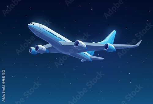 Abstract Airplane Silhouette Against a Starry Background: A Symbol of Freedom and Adventure