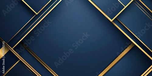 Blue background with golden frame presentation design template for PowerPoint, wallpaper, and web design Generative AI