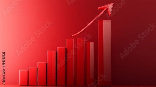 Free Download A purple background shows a 3D bar chart with an arrow pointing upwards. This represents growth and financial success, like a strong economy. - GFXLoad