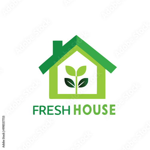vector eco house logo design