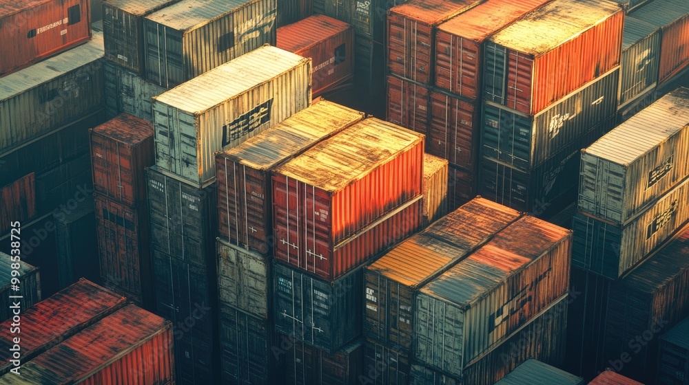 Fototapeta premium Shipping yard, cargo containers