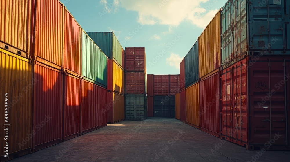 Fototapeta premium Shipping yard, cargo containers