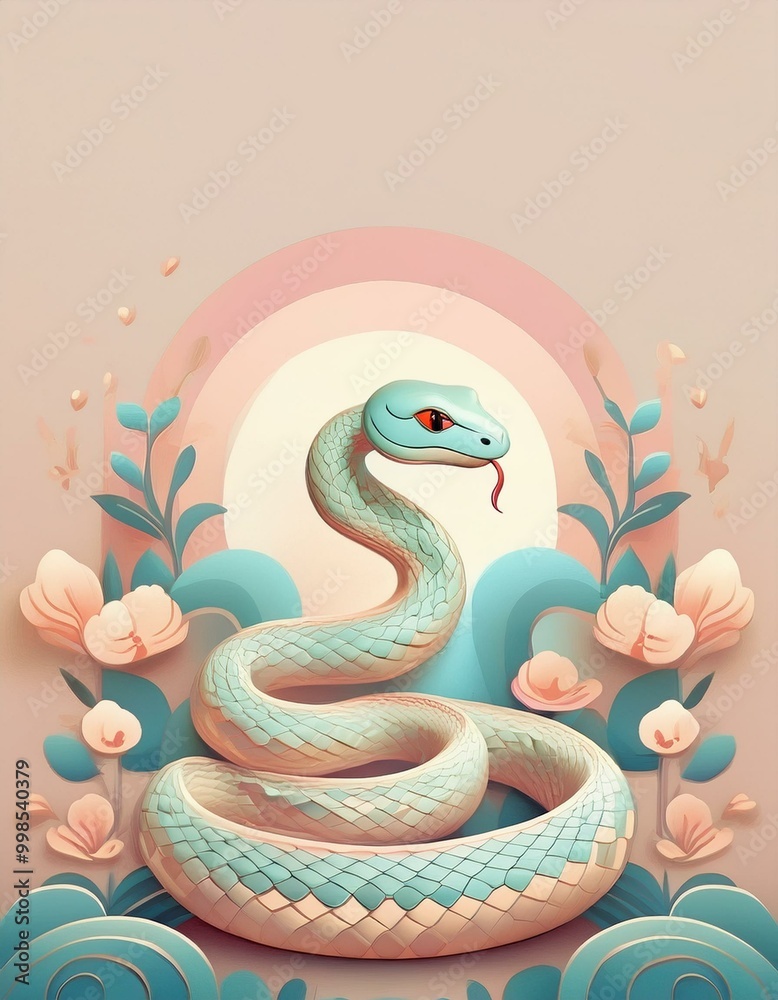 Fototapeta premium 年賀状に使える蛇のイラスト