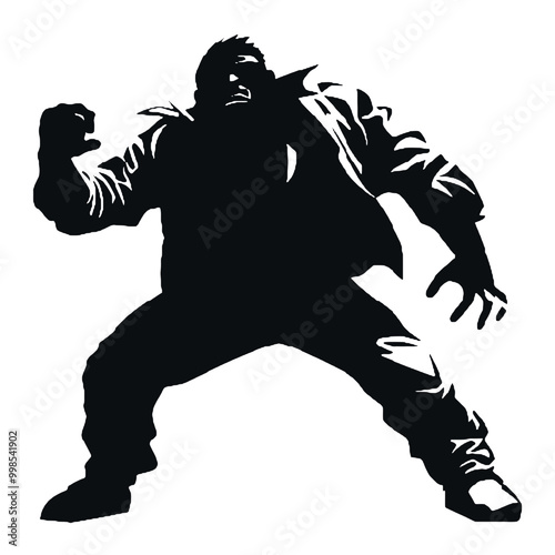 Black and White Chimpanzee Silhouette – Vector Illustration