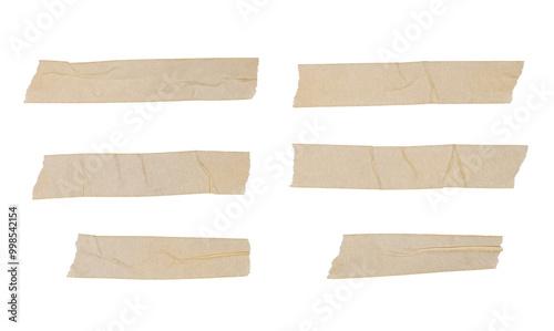 strips of ripped textured adhesive kraft paper	