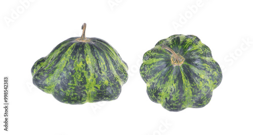 Small patterned decorative pumpkin on isolated white background photo