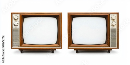 retro wooden TV box with frame screens