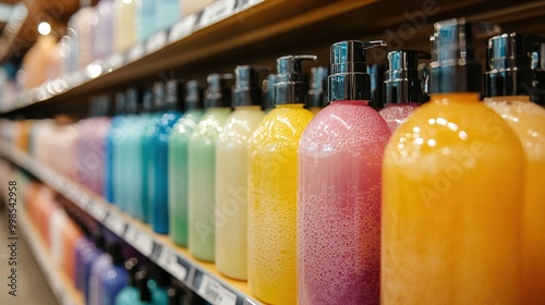 Colorful Bottles on a Store Shelf