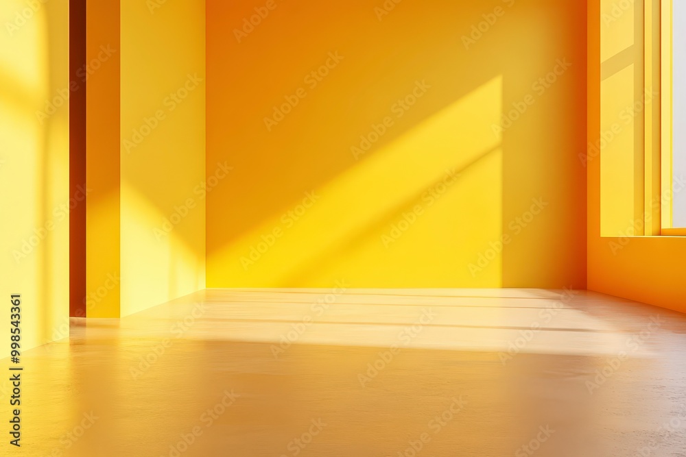 Sunlit Yellow Room: Minimalist Interior Design with Warm Sunlight Sunlit Yellow Room: Minimalist Interior Design with Warm Sunlight