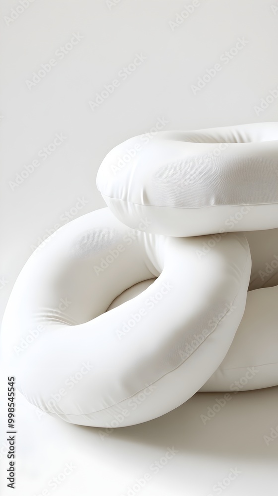 Cozy Travel Neck Pillows Arranged On Crisp White Background For Soothing And Practical Travel Accessories Cozy Travel Neck Pillows Arranged On Crisp White Background For Soothing And Practical Travel Accessories
