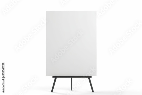 a close up of a white canvas on a stand with a white background