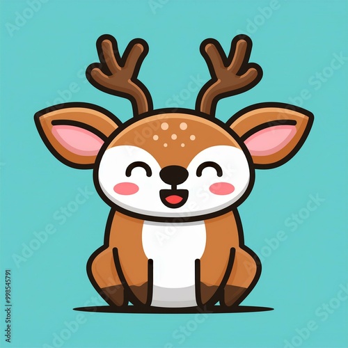 cute deer with smiling expression vector