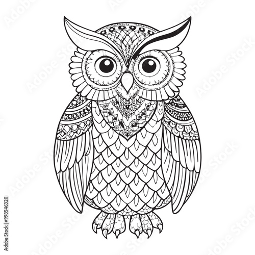 owl mandala decorative design. coloring page, tattoo design, print design