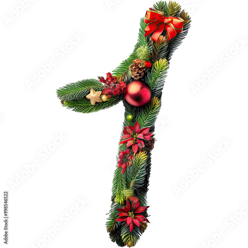 Wallpaper Mural Letter 1 design in Christmas wreath style art Torontodigital.ca