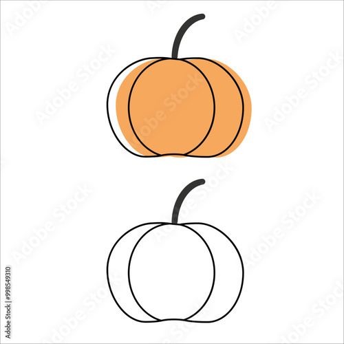 icons, vegetables. pumpkin. linear art. healthy food