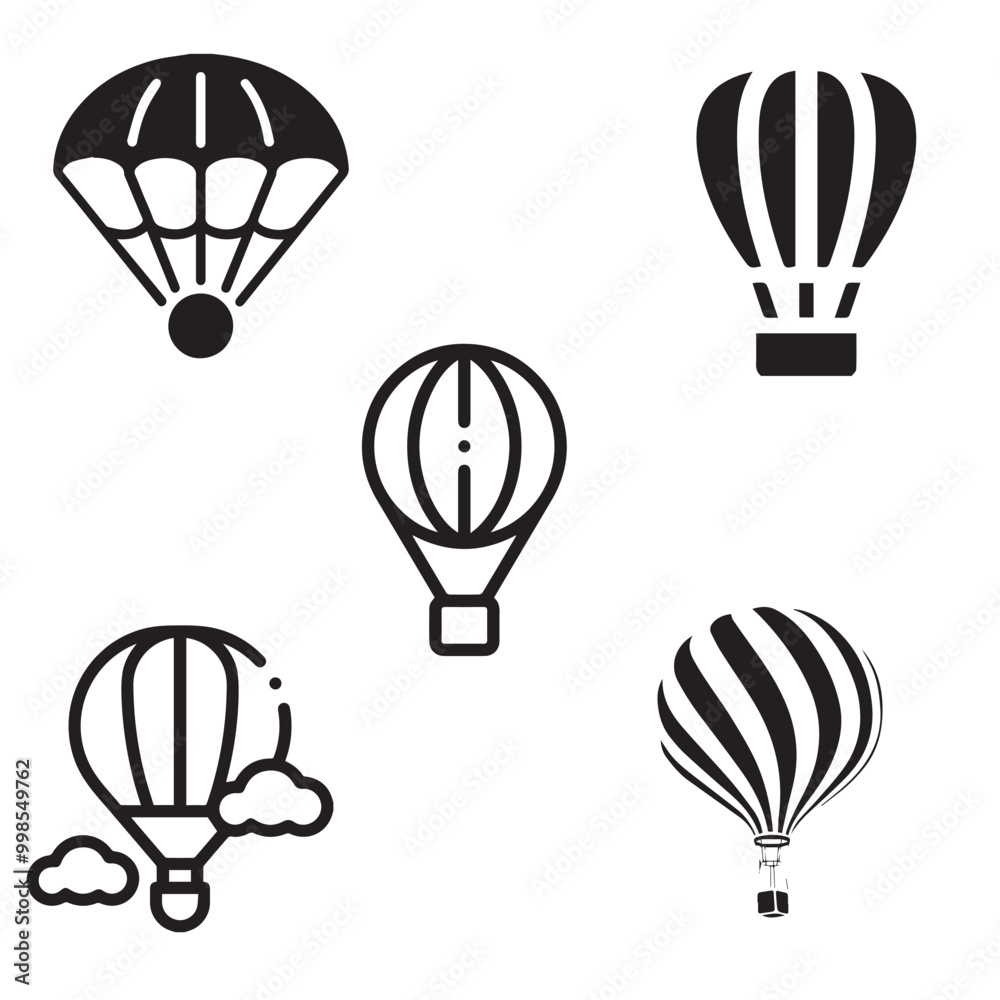 Obraz premium Hot Air Balloon set vector 