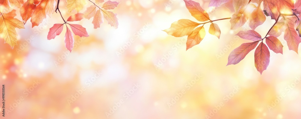A beautiful autumn scene with leaves on a tree. The leaves are orange and yellow, and they are falling from the tree. The sky is blue, and there are some clouds in the sky A beautiful autumn scene with leaves on a tree. The leaves are orange and yellow, and they are falling from the tree. The sky is blue, and there are some clouds in the sky