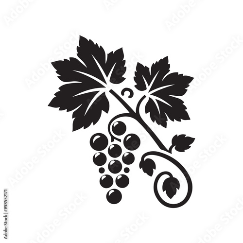 Grape Vine Ornament Pattern - Beautiful and Detailed Design, Ideal for Use in Wine-related Branding, Packaging, or As a Decorative Element for Vineyard Logos and Elegant Nature-themed Product Labels.
