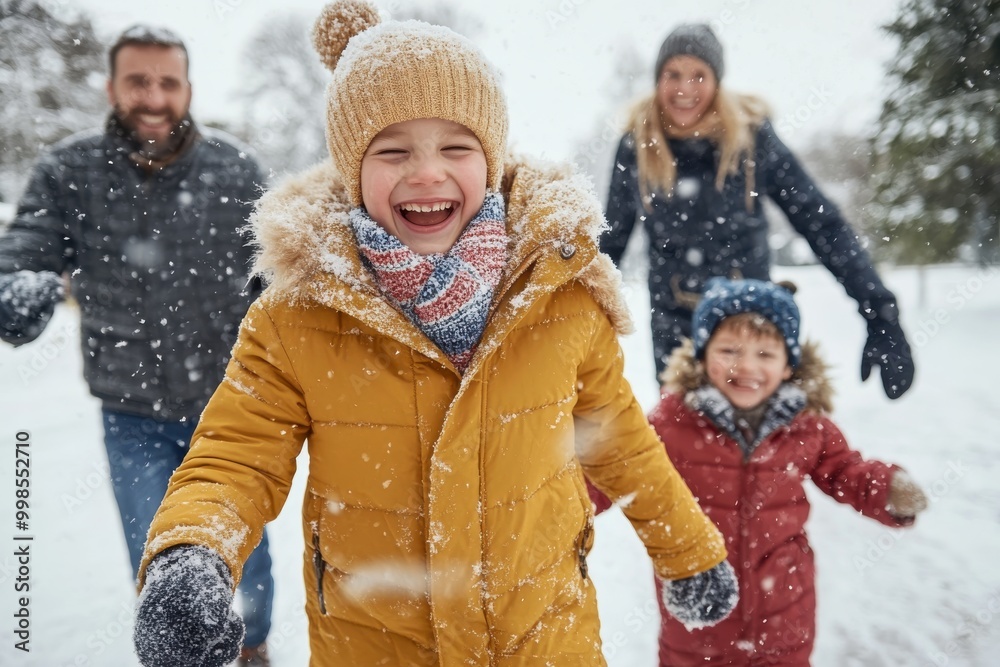 © Milos - Family having fun in the snow, with children running and playing in winter clothing, capturing the essence of joyful outdoor family activities on a snowy day. © Milos - Family having fun in the snow, with children running and playing in winter clothing, capturing the essence of joyful outdoor family activities on a snowy day.