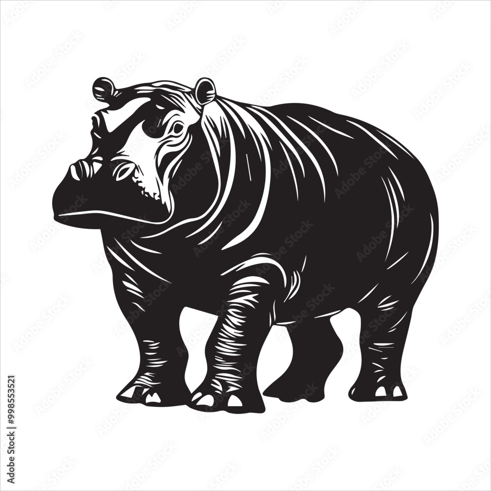 Obraz premium rhino illustration., cartoon, animal, vector, mammal, illustration, wild, hippo, rhino, bear, wildlife, hippopotamus, zoo, nature, animals, rhinoceros, art, big, cute, fun, drawing, elephant, safari,