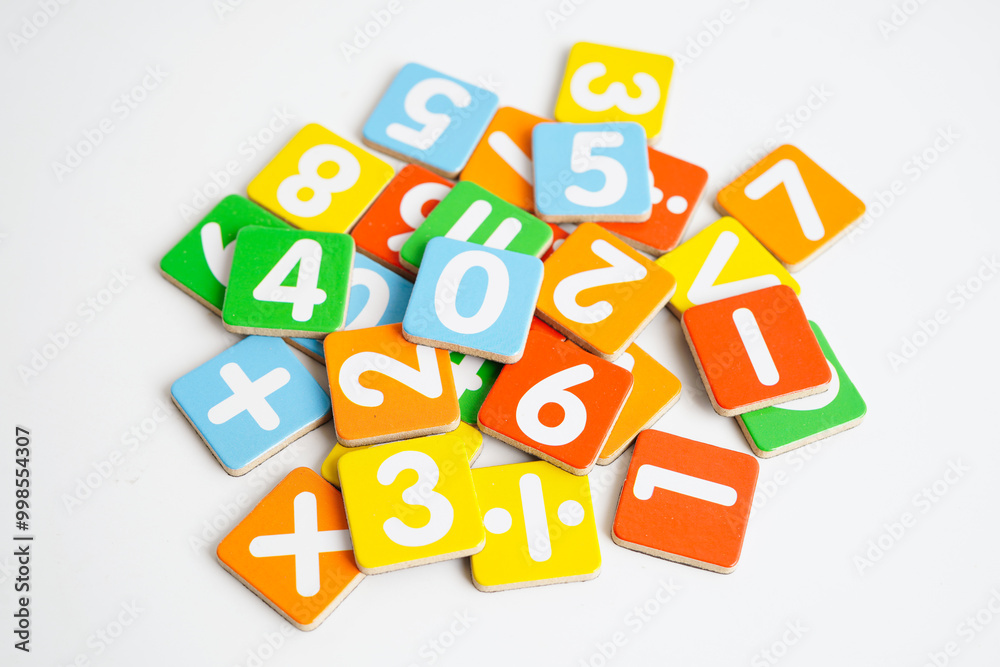 Math number on white background, mathematics learning course. Math number on white background, mathematics learning course.