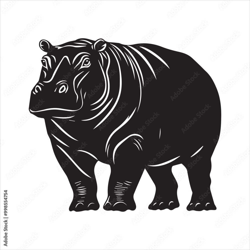 Fototapeta premium rhino illustration., cartoon, animal, vector, mammal, illustration, wild, hippo, rhino, bear, wildlife, hippopotamus, zoo, nature, animals, rhinoceros, art, big, cute, fun, drawing, elephant, safari, 