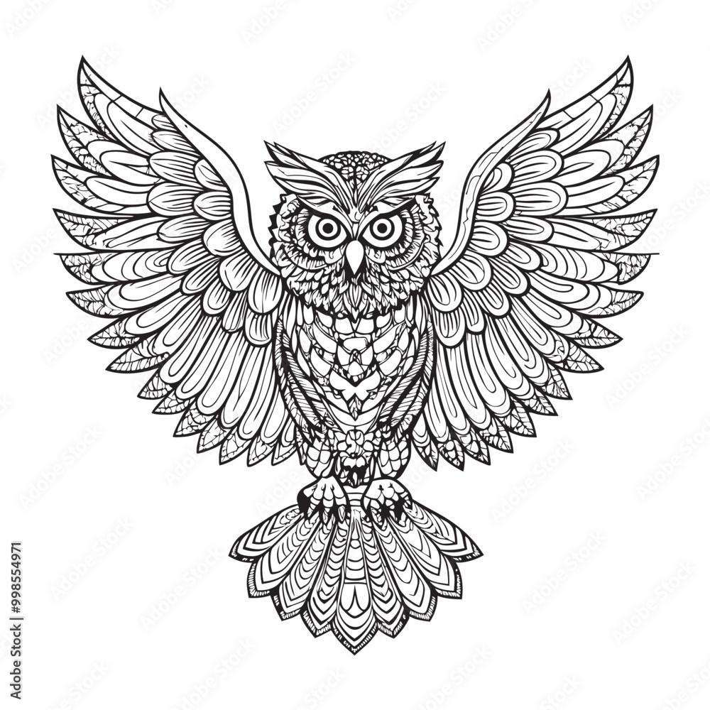 Obraz premium owl mandala decorative design. coloring page, tattoo design, print design