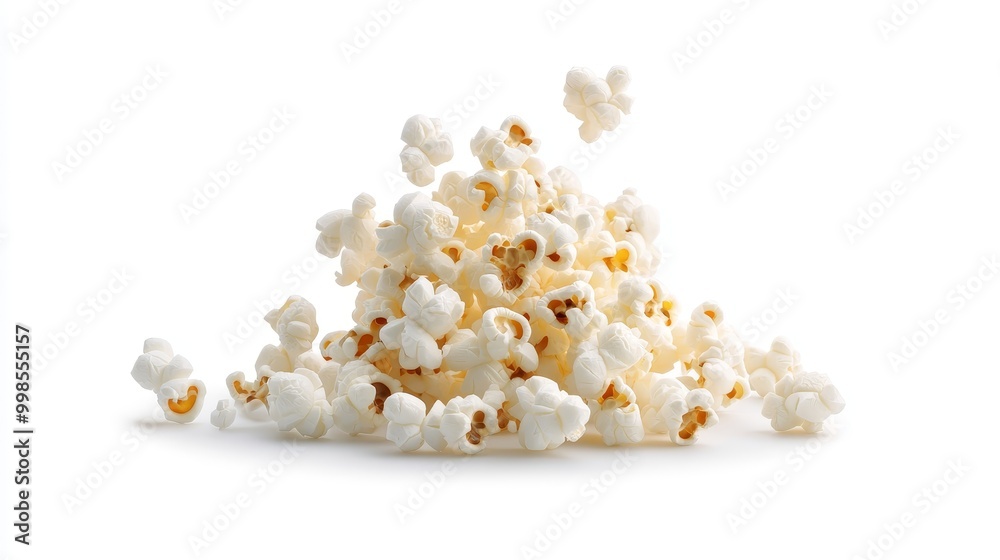 Freshly Popped Popcorn on Clean White Background Freshly Popped Popcorn on Clean White Background