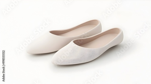 Wallpaper Mural Minimalist Ballet Flats on Clean White Background Elegant Refined Contemporary Shoe Design Torontodigital.ca