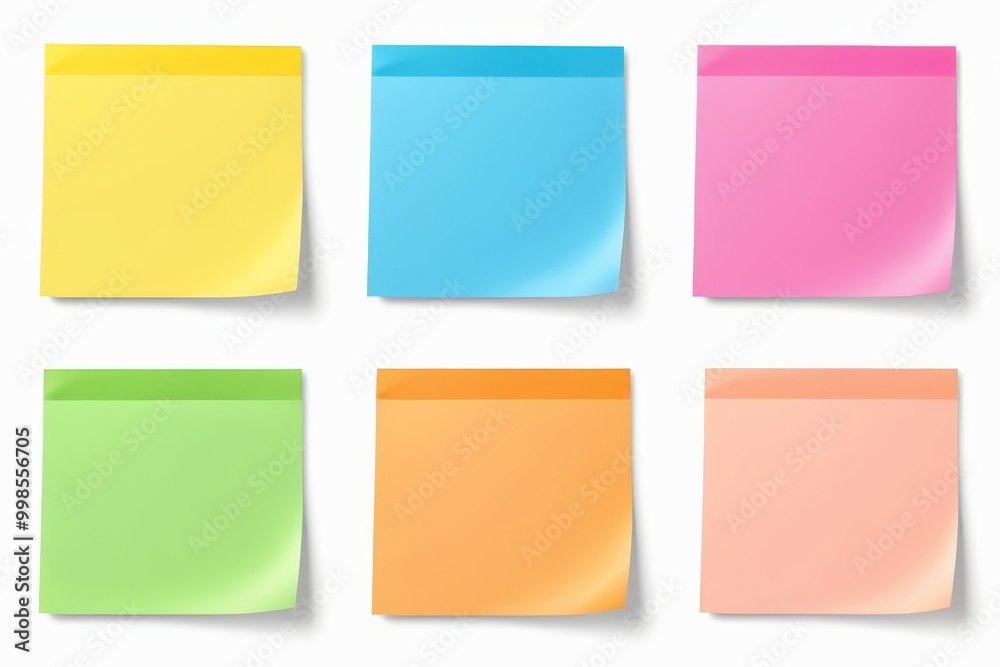 a set of four different colored sticky notes on a white background a set of four different colored sticky notes on a white background