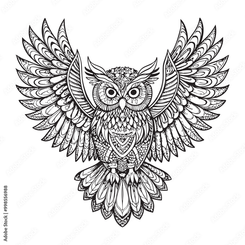 Obraz premium owl mandala decorative design. coloring page, tattoo design, print design