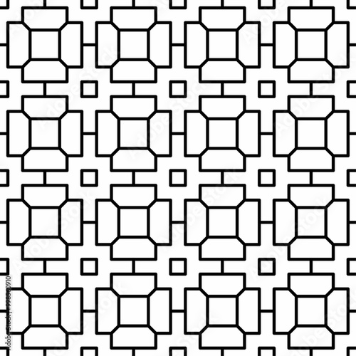 Seamless abstract geometric pattern, consisting of interconnected square shapes, with a repeating and regular structure, creates a minimalist and modern impression.