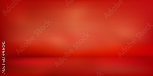Bright red solid studio gradient bg with limbo light. Interior 3d mockup for product promotion display. Simple showcase background. Vector illustration