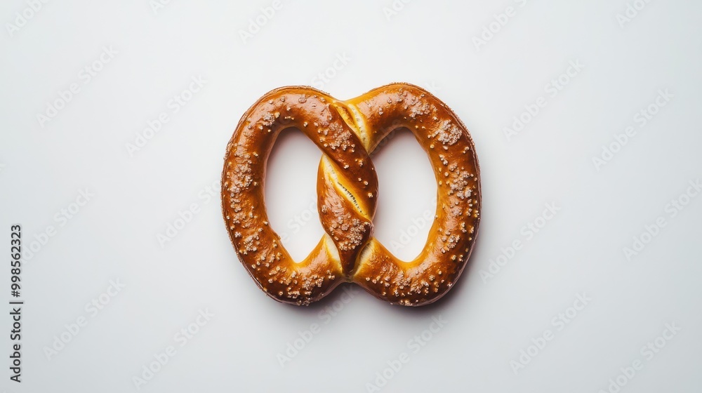 Top View of Salted Pretzel on White Background Top View of Salted Pretzel on White Background
