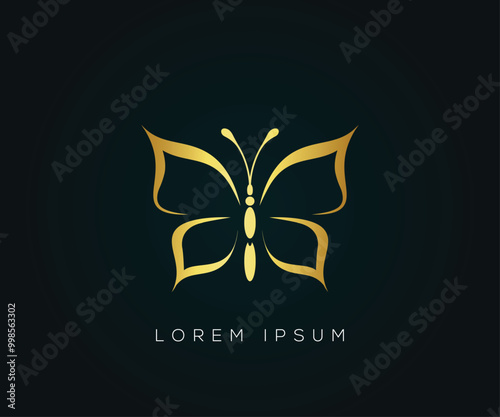 Gold Butterfly logo design illustration
