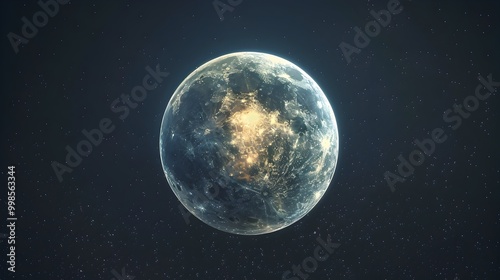 Mysterious Glowing Core of a Transparent Moon like Planet Concept