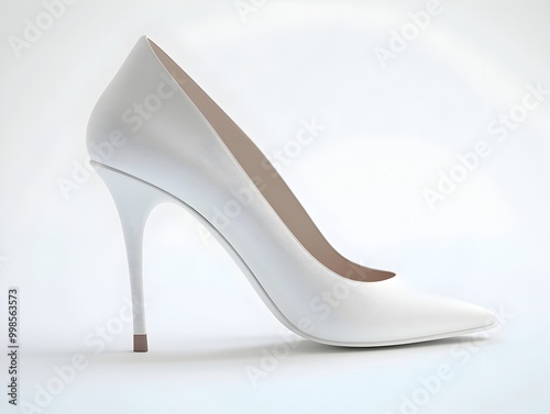 Sophisticated High Heeled Leather Shoe in Minimal White Background Scene